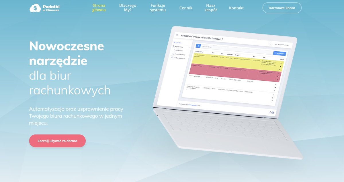 Screenshot projektu Podatki w Chmurze - system automatyzacji rozliczeń podatkowych